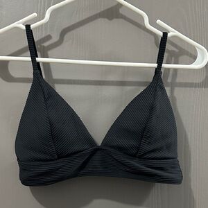 Black Ribbed Triangle Bikini Top
